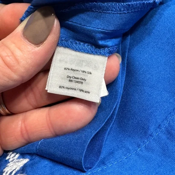 Vineyard Vines Blue Strapless Silk Blend Maxi Dress Ruffle Resort Size 4 - Picture 5 of 7